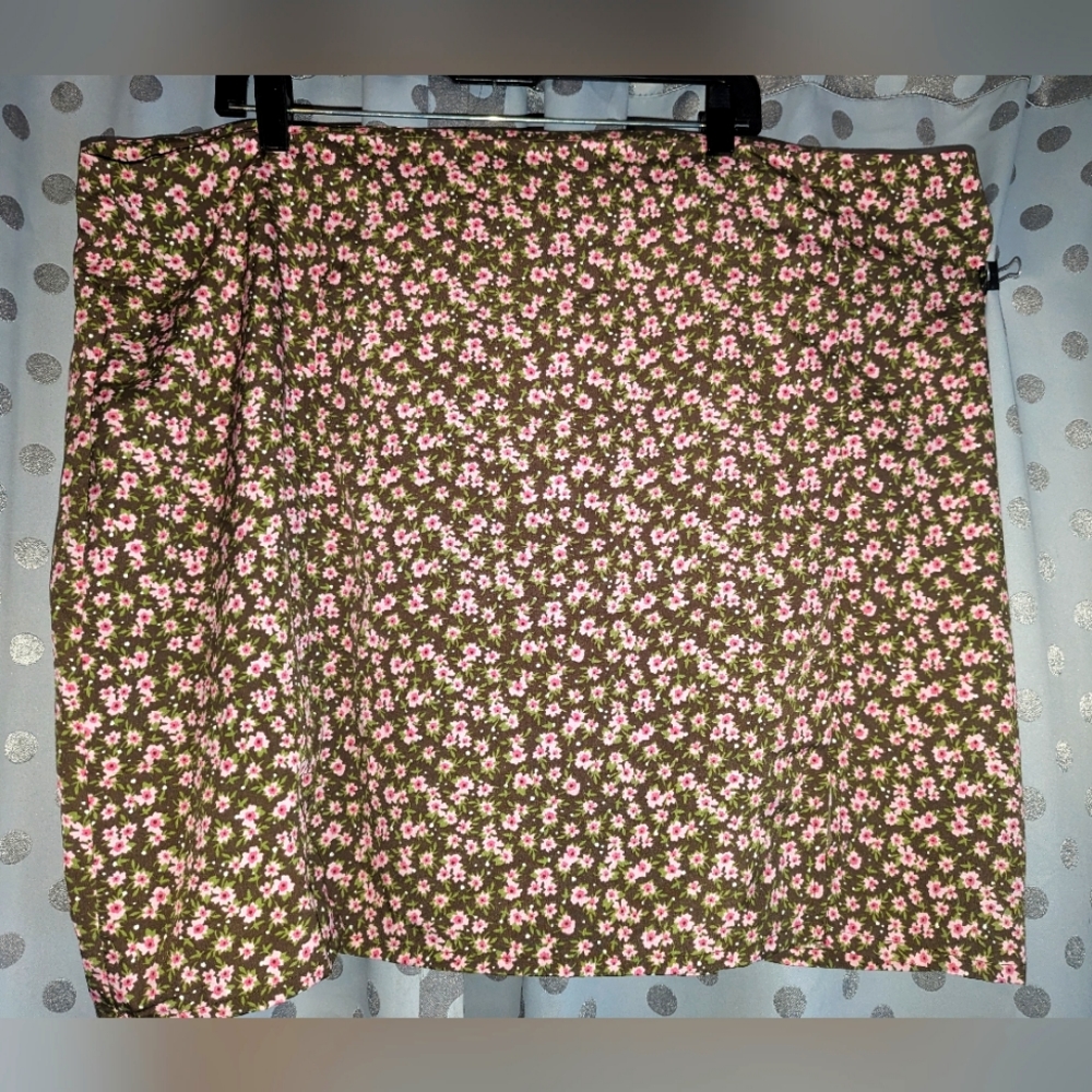 DAISY STREET Brown Floral Zip Closure Mini Skirt 6XL